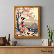 Afbeelding in Gallery-weergave laden, Diamond Painting - Vintage Sakura Dame reeds ingelijst