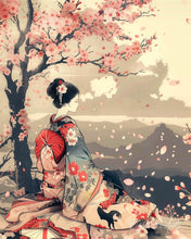 Afbeelding in Gallery-weergave laden, Diamond Painting - Vintage Sakura Dame reeds ingelijst