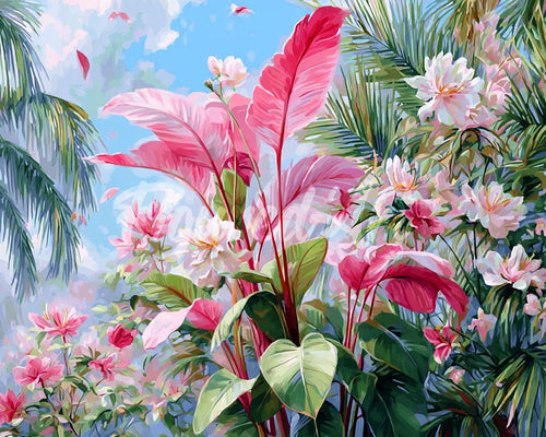 Diamond Painting - Tropische roze bloesem