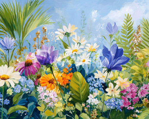 Diamond Painting - Veld met kleurrijke bloemen