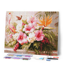 Afbeelding in Gallery-weergave laden, Diamond Painting - Hibiscus en flamingo