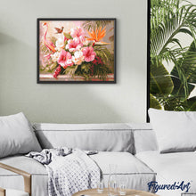 Afbeelding in Gallery-weergave laden, Diamond Painting - Hibiscus en flamingo