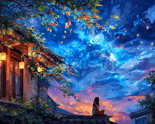 Diamond Painting - Lantaarn nachtzicht