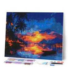 Afbeelding in Gallery-weergave laden, Diamond Painting - Lantaarn strandzonsondergang