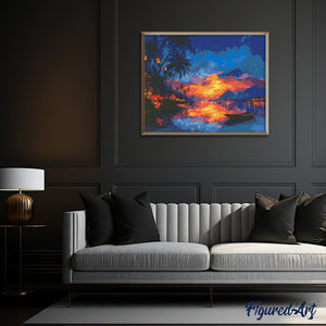 Diamond Painting - Lantaarn strandzonsondergang
