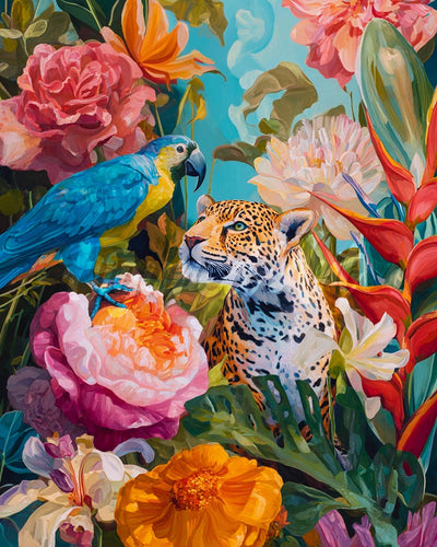 Diamond Painting - Papegaai en luipaard