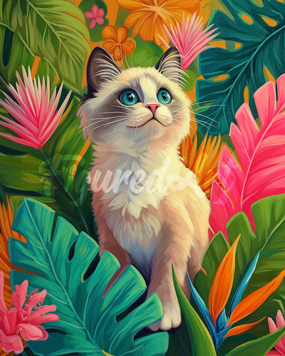 Diamond Painting - Ragdoll kitten in de jungle
