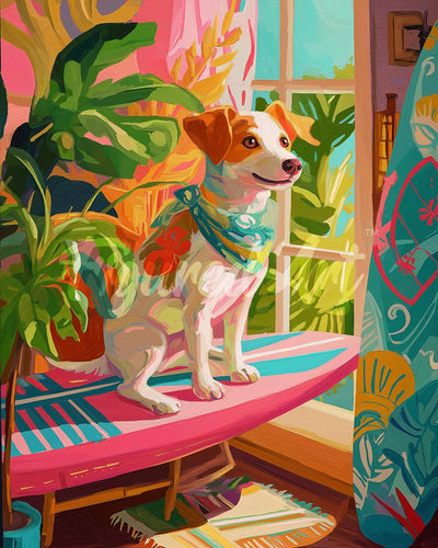Diamond Painting - Surfminnende hond