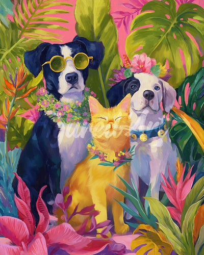 Diamond Painting - Trio tropische dieren