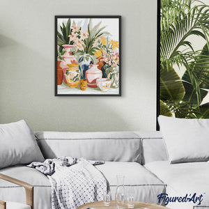 Diamond Painting - Aardewerk en bloemen