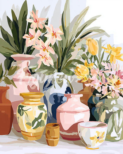 Diamond Painting - Aardewerk en bloemen