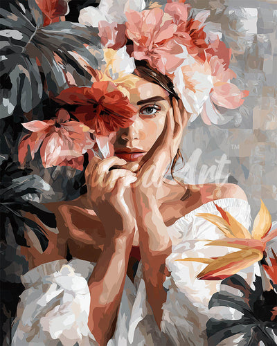 Diamond Painting - Portret van een bloemenmeisje