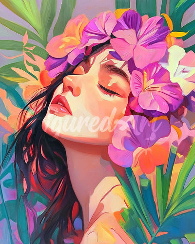 Diamond Painting - Mooi bloemenmeisje