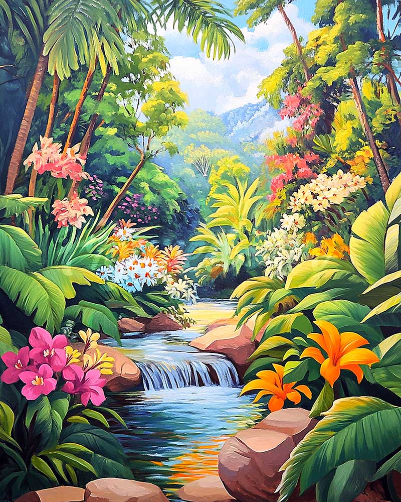 Diamond Painting - Tropische waterval