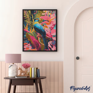 Diamond Painting - Tropische blauwe vogel