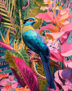 Diamond Painting - Tropische blauwe vogel