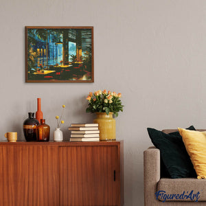 Diamond Painting - Cafe voor regenachtige dagen