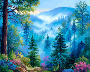 Diamond Painting - Mistige Dennenvallei
