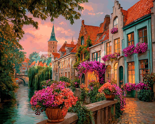 Diamond Painting - Huizen aan het Kanaal