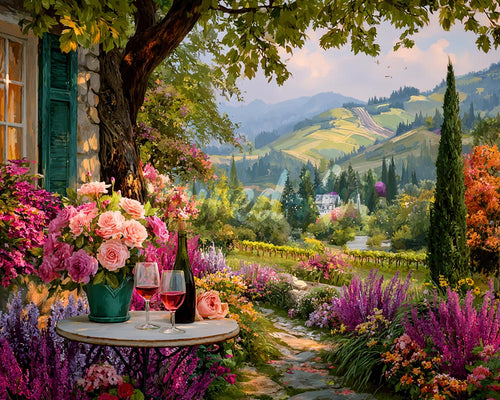 Diamond Painting - Wijn bij de Tuin