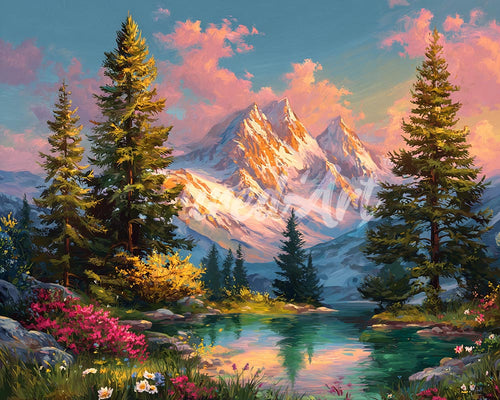 Diamond Painting - Alpiene Gloed bij Zonsondergang