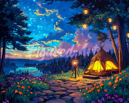 Diamond Painting - Sterrennacht bij het Kamperen