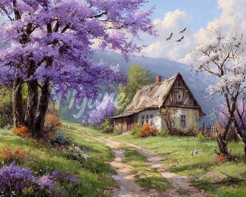 Diamond Painting - Huisje aan de Jacarandalaan