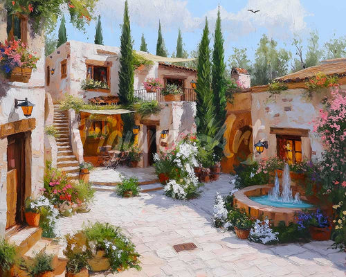 Diamond Painting - Binnenplaats van de Witte Villa