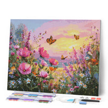 Afbeelding in Gallery-weergave laden, Diamond Painting - Zonsondergang tussen de Bloemen
