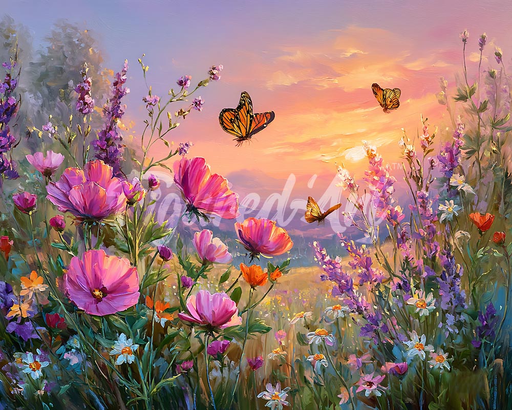 Diamond Painting - Zonsondergang tussen de Bloemen