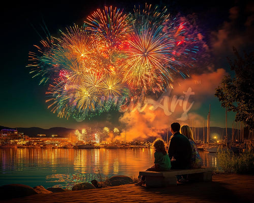 Diamond Painting - Familie en Vuurwerk