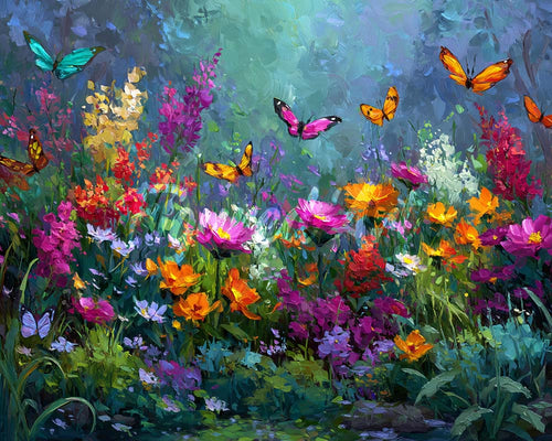 Diamond Painting - Kleurrijke Vlindertuin
