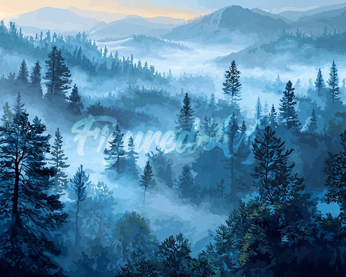 Diamond Painting - Mist tussen de Dennen