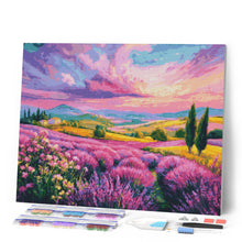Afbeelding in Gallery-weergave laden, Diamond Painting - Lavendelheuvels bij Zonsondergang