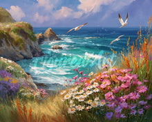 Afbeelding in Gallery-weergave laden, Diamond Painting - Bloeiend Uitzicht op Zee