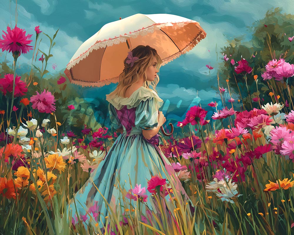 Diamond Painting - Dame van de Wilde Bloemen