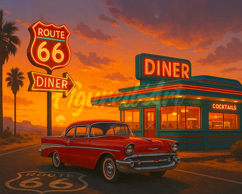 Diamond Painting - Het Diner en de Vintage Auto
