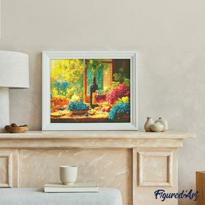 Diamond Painting - Wijnfles en Druiven