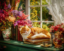 Afbeelding in Gallery-weergave laden, Diamond Painting - Gezellig Raam met Kat