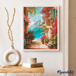 Diamond Painting - Uitzicht op de Italiaanse Rivièra