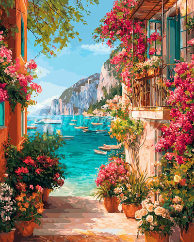Diamond Painting - Uitzicht op de Italiaanse Rivièra