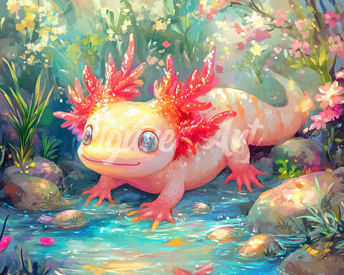 Diamond Painting - Zonnebadende Axolotl