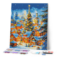 Afbeelding in Gallery-weergave laden, Diamond Painting - Sprankelend Kerstdorp 40x50cm reeds ingelijst