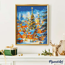 Afbeelding in Gallery-weergave laden, Diamond Painting - Sprankelend Kerstdorp 40x50cm reeds ingelijst