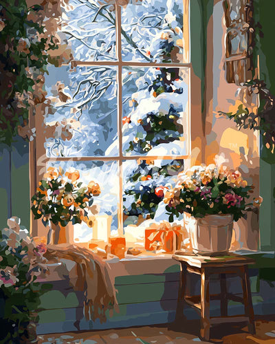 Diamond Painting - Romantische Winter 40x50cm reeds ingelijst