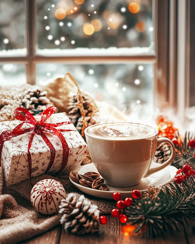 Diamond Painting - Feestelijke Koffietijd 40x50cm reeds ingelijst