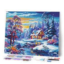 Afbeelding in Gallery-weergave laden, Diamond Painting - Winterhuisje aan de Rivier