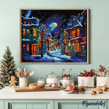 Afbeelding in Gallery-weergave laden, Diamond Painting - Halve Maan in de Winter 40x50cm reeds ingelijst