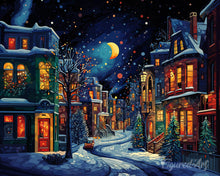 Afbeelding in Gallery-weergave laden, Diamond Painting - Halve Maan in de Winter 40x50cm reeds ingelijst