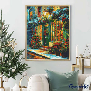 Diamond Painting - Feestelijke Groene Deur